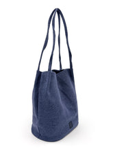 Load image into Gallery viewer, Natural Long Handle Bag - Navy Blue