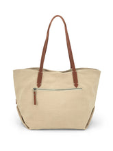 Load image into Gallery viewer, Leather- trimmed Natural Tote Bag - Beige