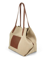 Load image into Gallery viewer, Leather- trimmed Natural Tote Bag - Beige