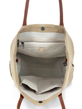 Load image into Gallery viewer, Leather- trimmed Natural Tote Bag - Beige