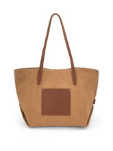 Load image into Gallery viewer, Leather- trimmed Natural Tote Bag - Tan