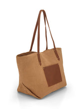 Load image into Gallery viewer, Leather- trimmed Natural Tote Bag - Tan