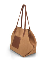 Load image into Gallery viewer, Leather- trimmed Natural Tote Bag - Tan