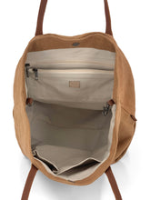 Load image into Gallery viewer, Leather- trimmed Natural Tote Bag - Tan