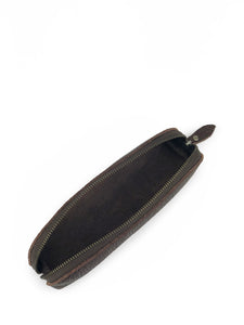 Pebbled Leather Pencil Case - Brown