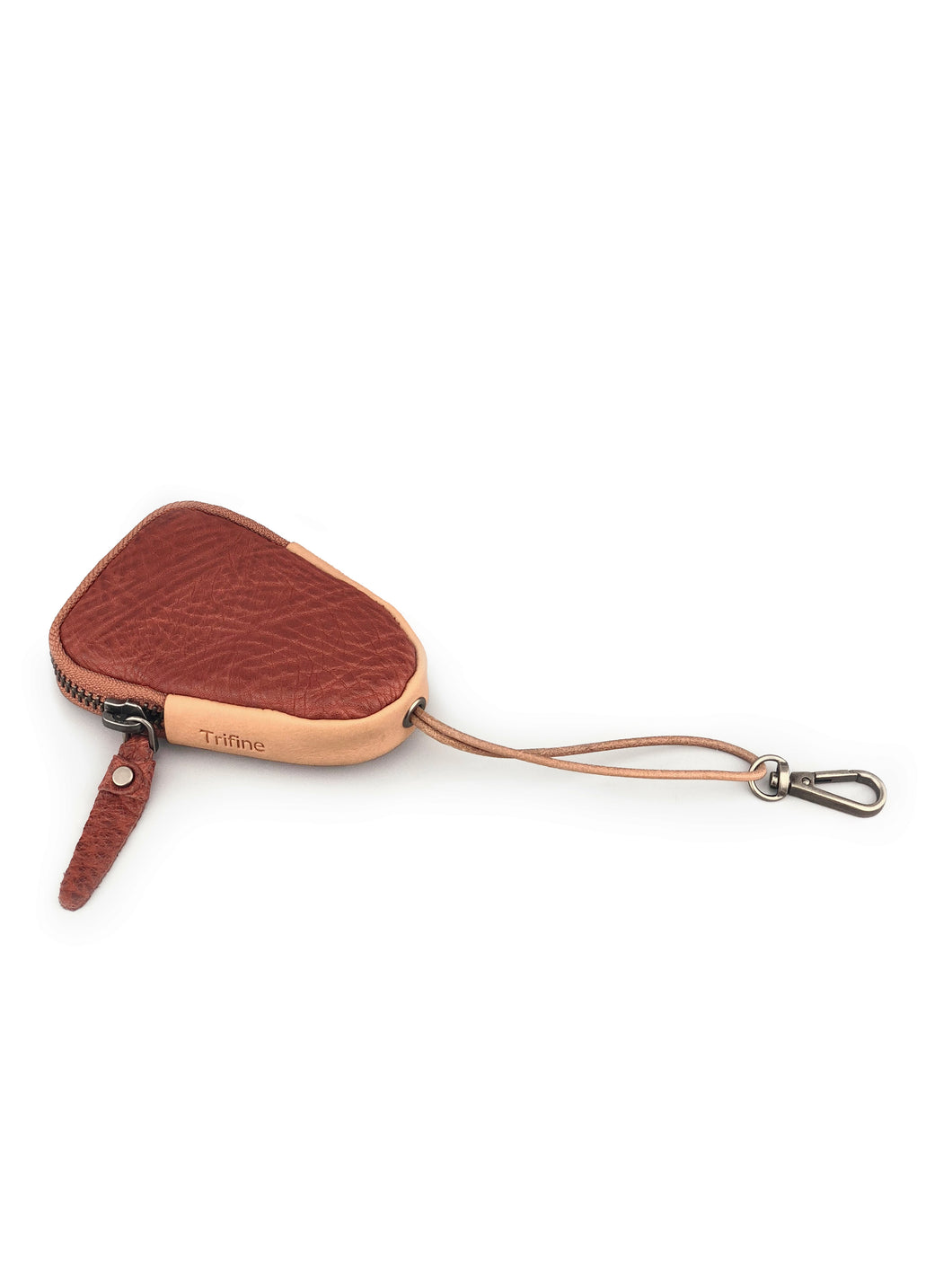 Triangle Leather Key Holder - Rust