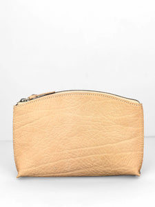 Pebbled Leather Clutch - Beige