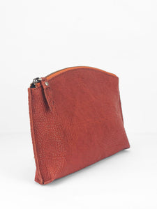 Pebbled Leather Clutch - Rust