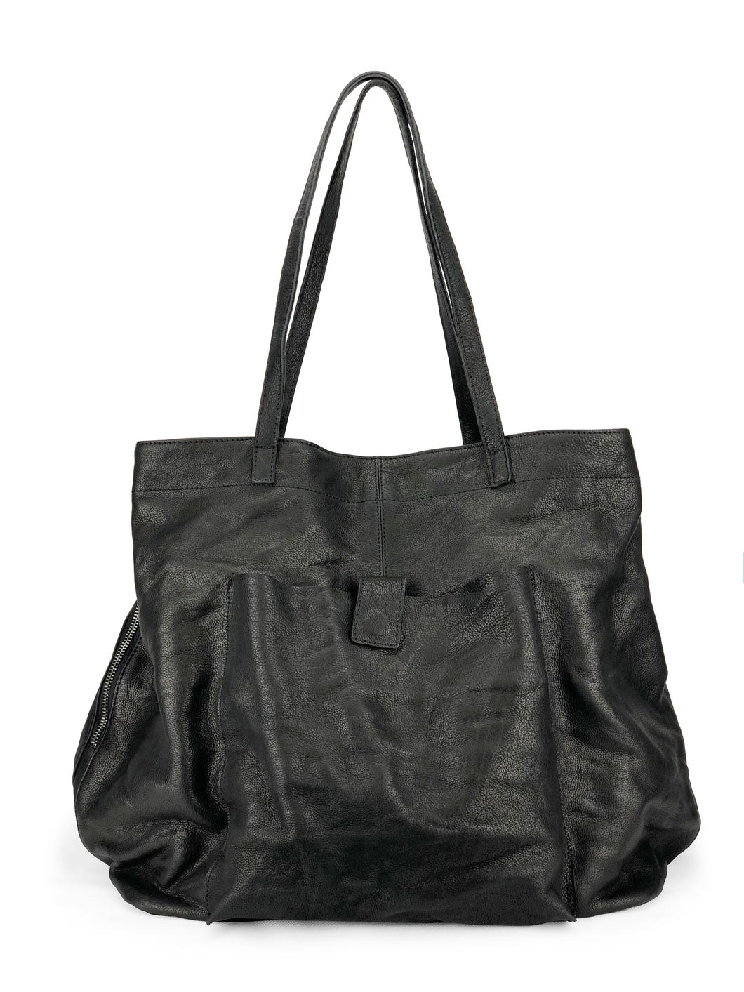 Large Leather Tote - Black