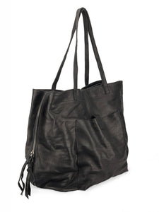 Large Leather Tote - Black