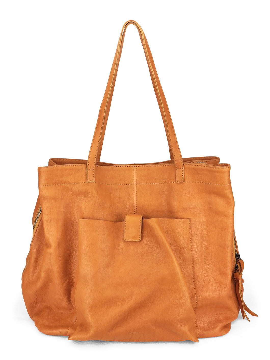 Large Leather Tote - Tan
