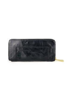 Concrete Leather Zip Wallet - Black