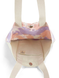 Tie Dye Natural Square Shopper Bag - Peach/Purple