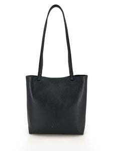 Leather Long Handle Bag - Black