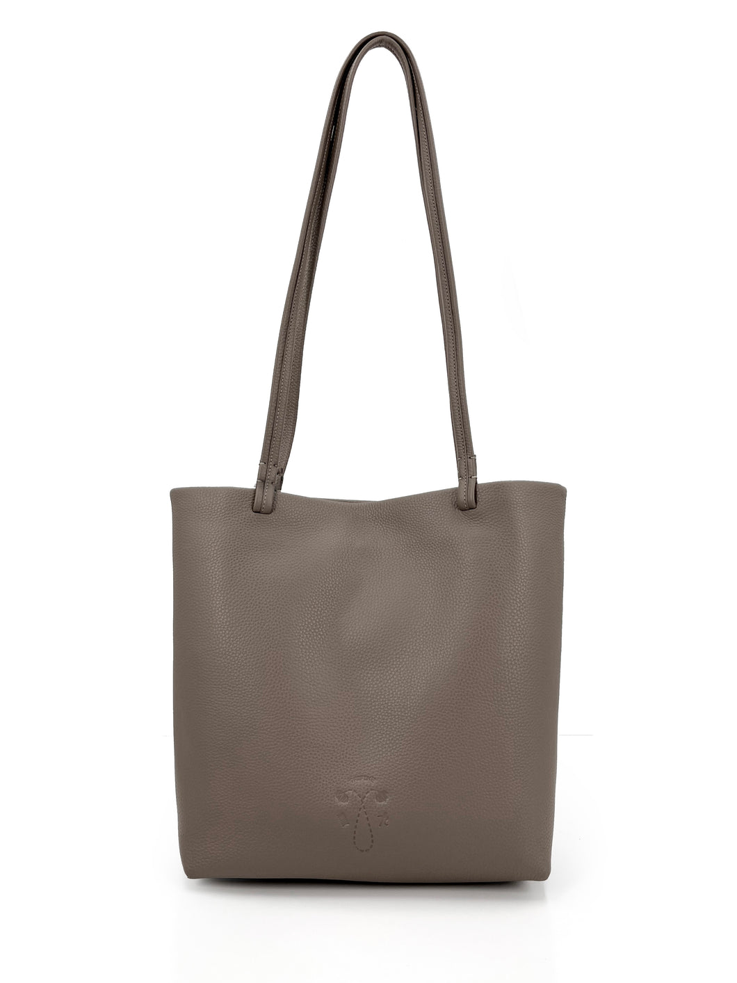 Leather Long Handle Bag - Taupe
